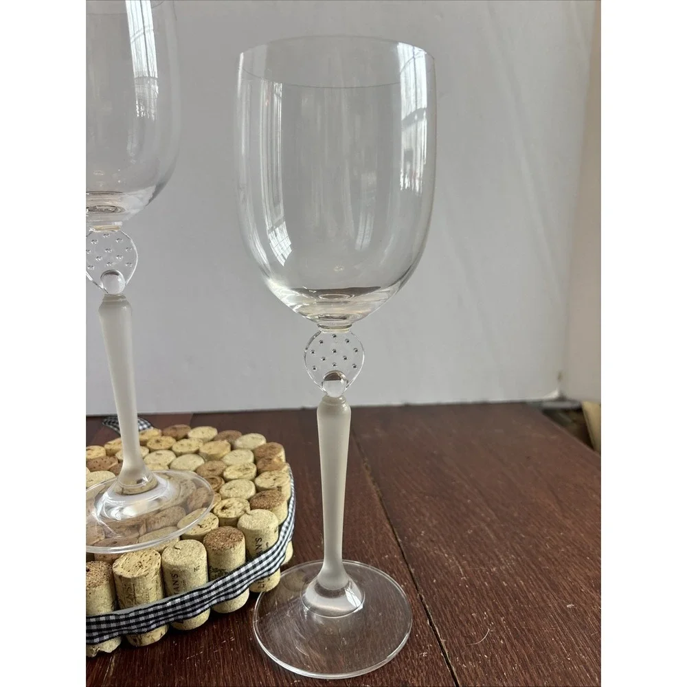 2 Mikasa Moonlight Frost With Clear Bowl & Frosted Stem Water‎ Goblet 10 1/8